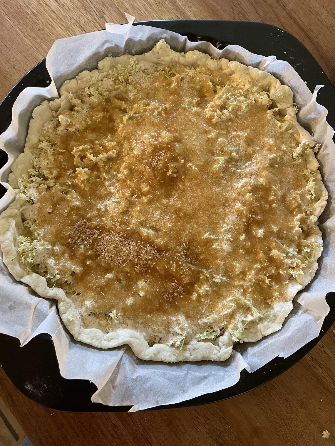 sucre roux sur la tarte